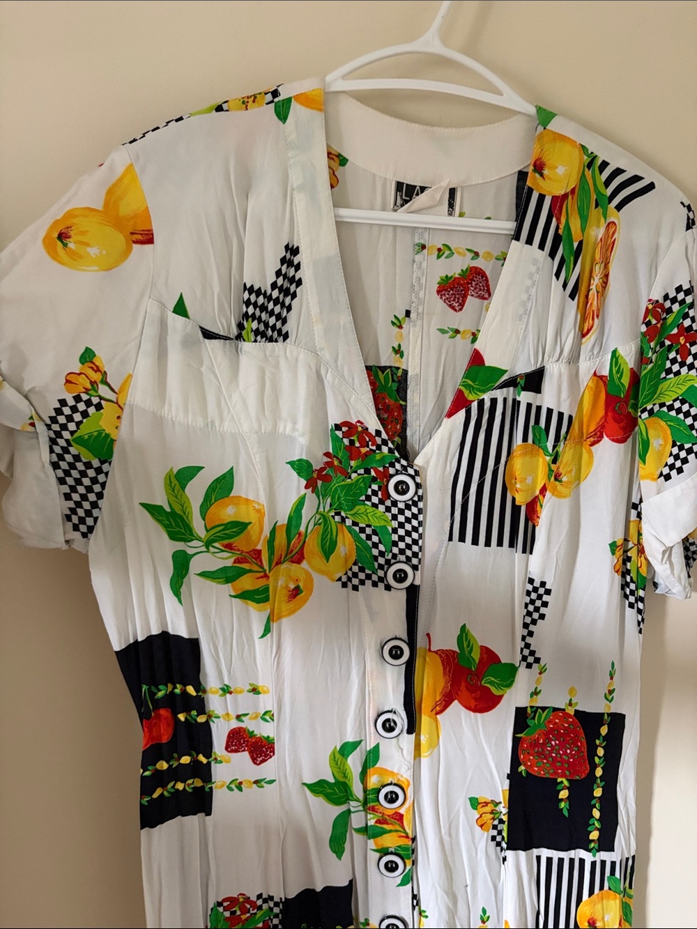 Vintage 90s fruit button up dress - Picture 2 of 8